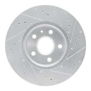 Buick ALLURE Brake Rotor (1) - Front Left - R1 Concepts - Drilled & Slotted - Silver - `10-`25